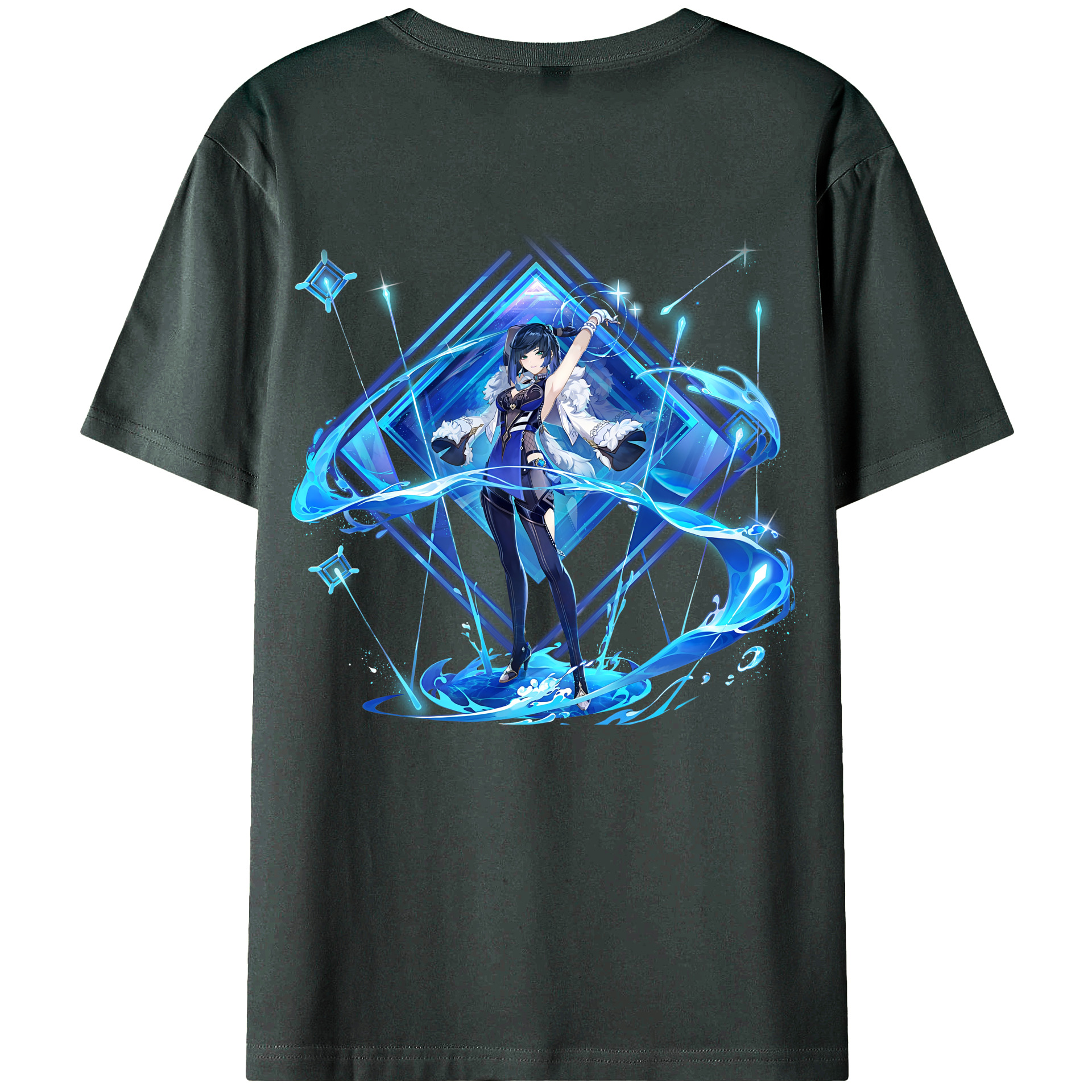 げんし神 夜兰 やらん genshin Yaran 綿100％ メンズ半袖Tシャツ（バックプリント） 通気性